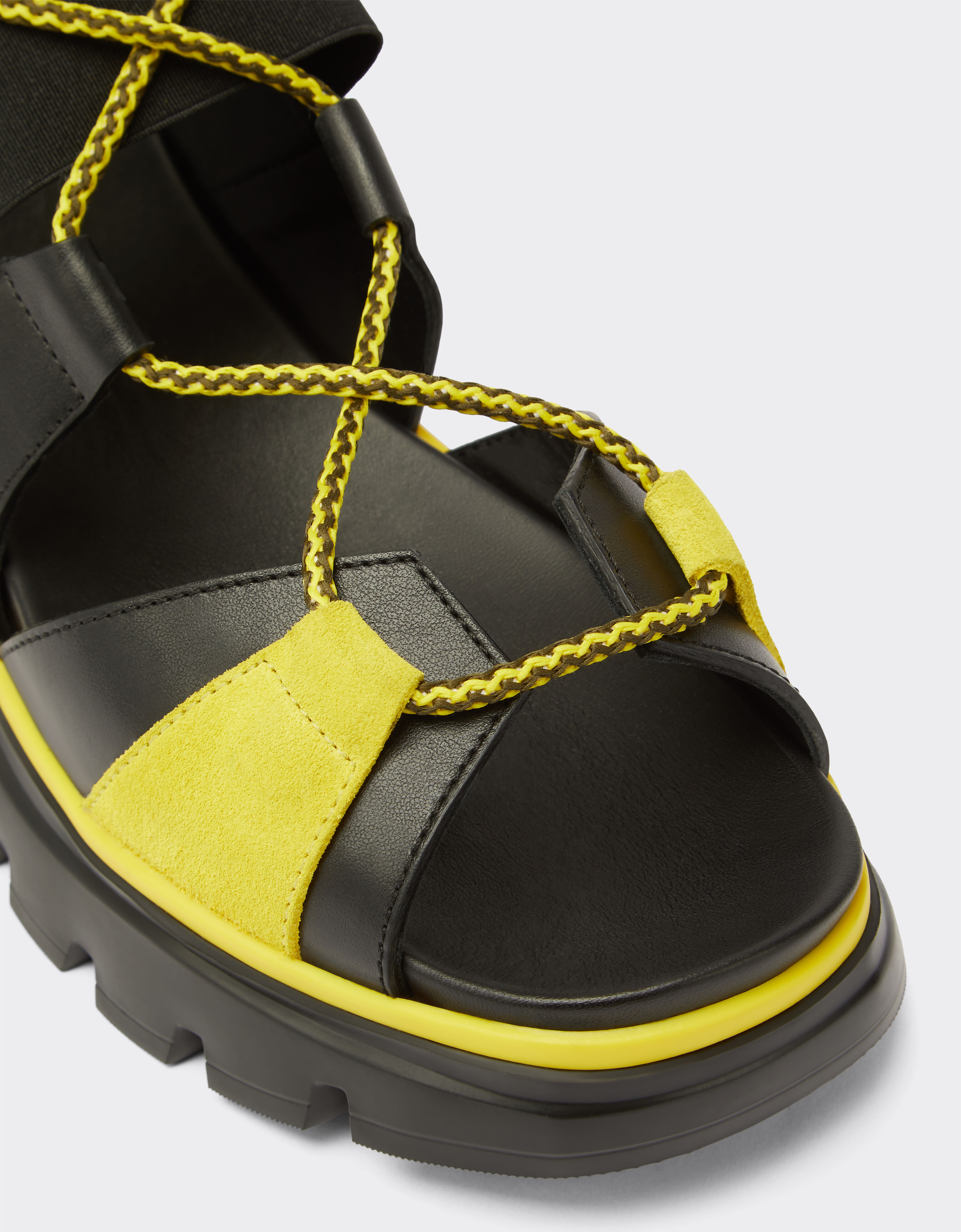 Ferrari Leather and suede sandals with crossover laces 黑色 20310f