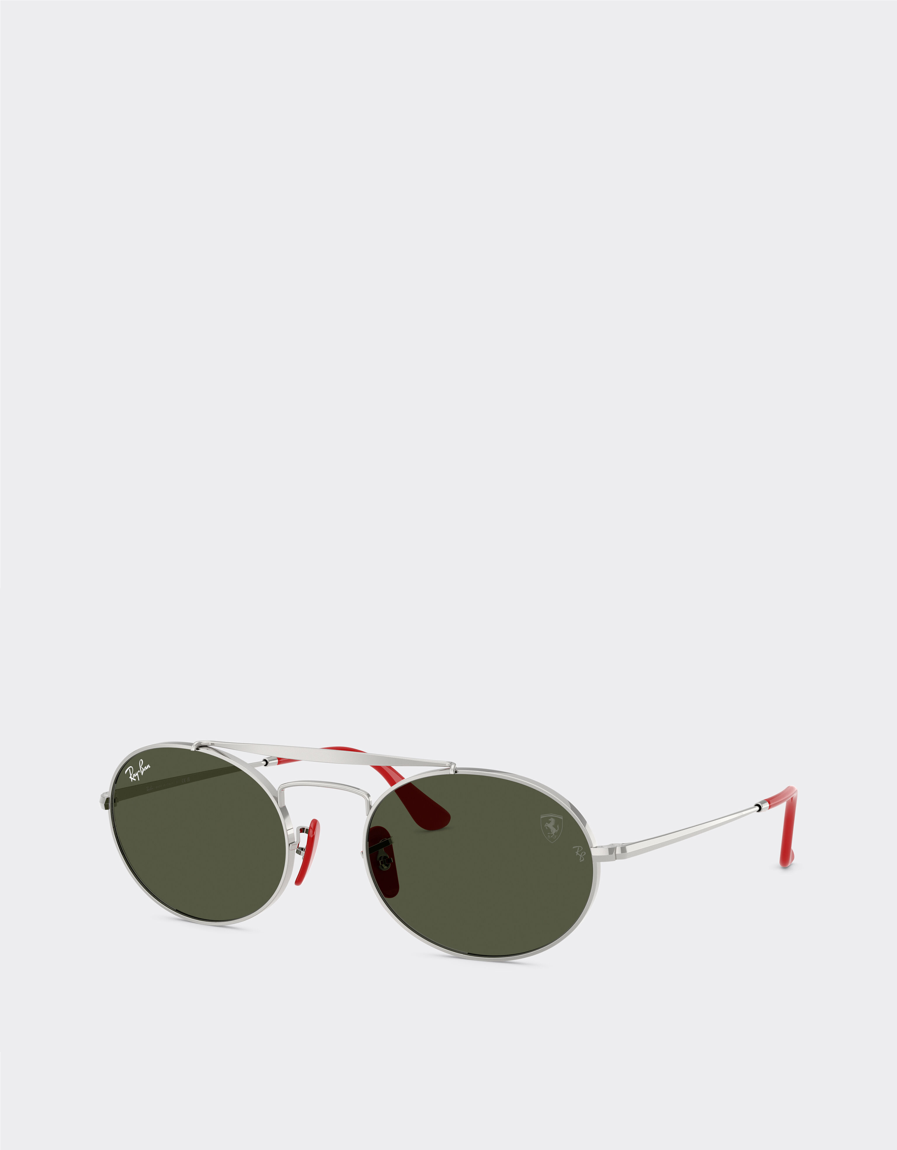 Ferrari Ray-Ban for Scuderia Ferrari RB3775M in silver and red metal with green lenses Silver LA0ECf