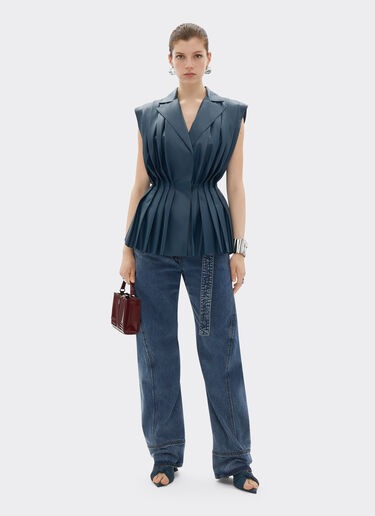 Gilet in nappa semilucida Ferrari Gilet in nappa semilucida Blu pavone 22458f