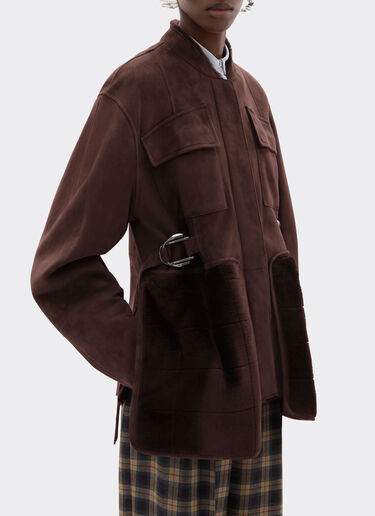 Ferrari Shearling caban with 7X7 check pattern Espresso 22582f
