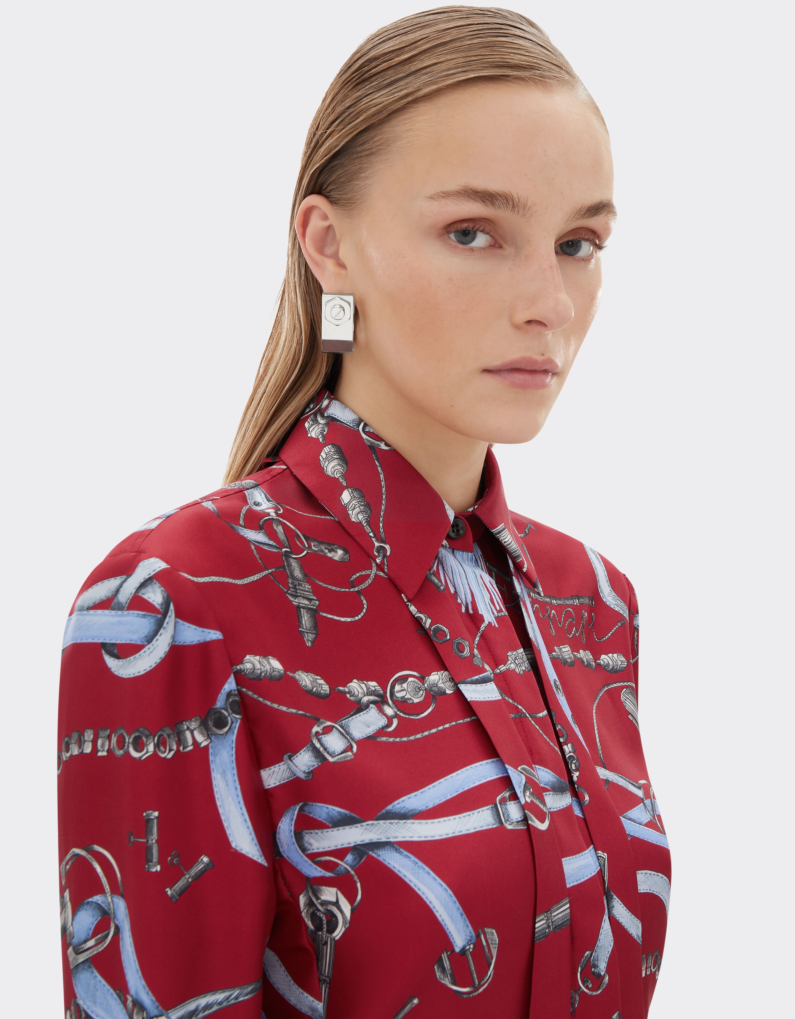 Ferrari Silk shirt with Ferrari Closet print Maison Red 50805f