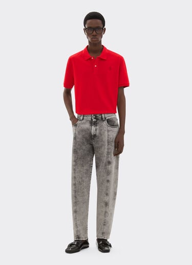 Ferrari Organic cotton piqué polo shirt with Prancing Horse Rosso Corsa CJMPO0014JCO0053f