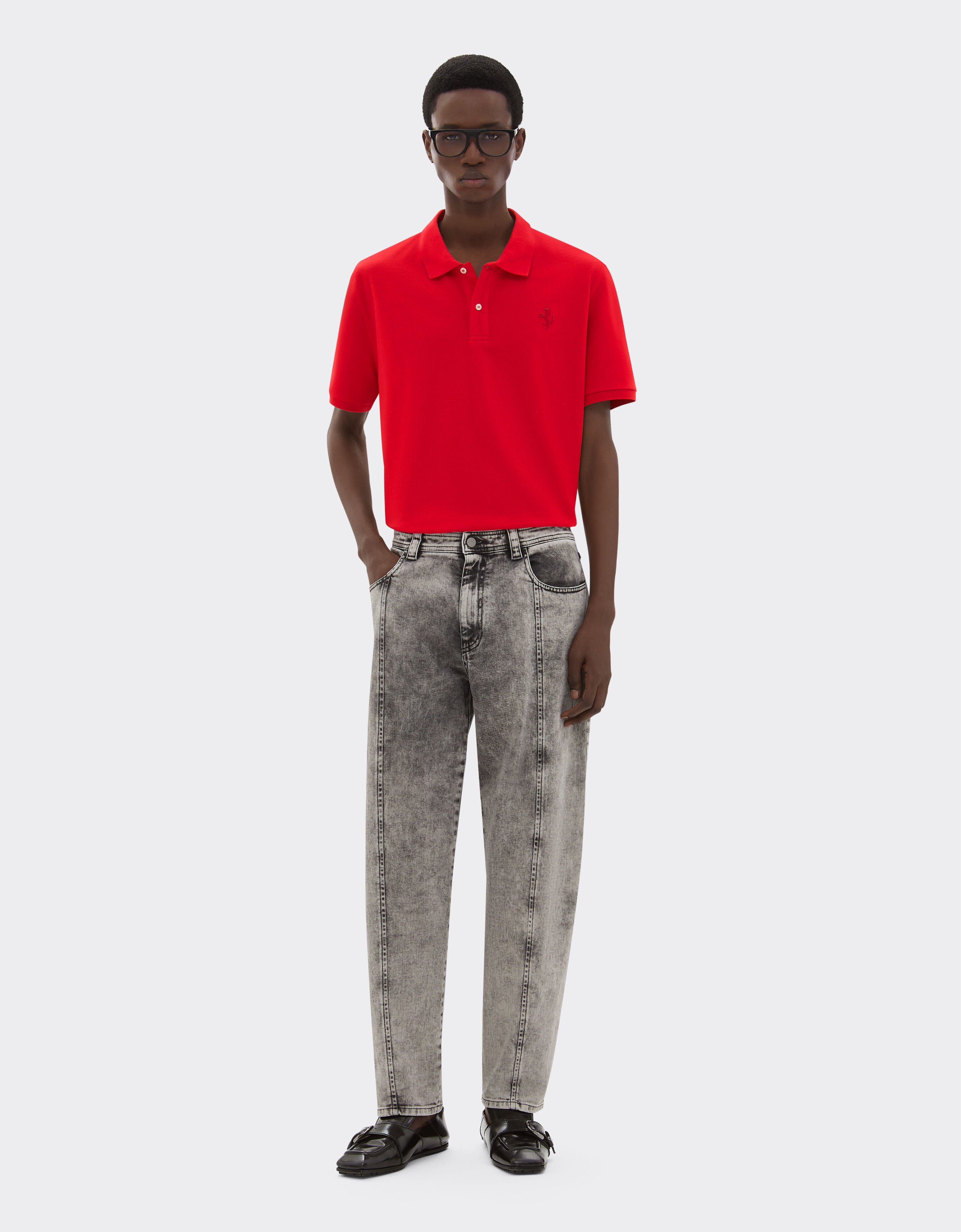 Ferrari Organic cotton piqué polo shirt with Prancing Horse Rosso Corsa CJMPO0014JCO0053f