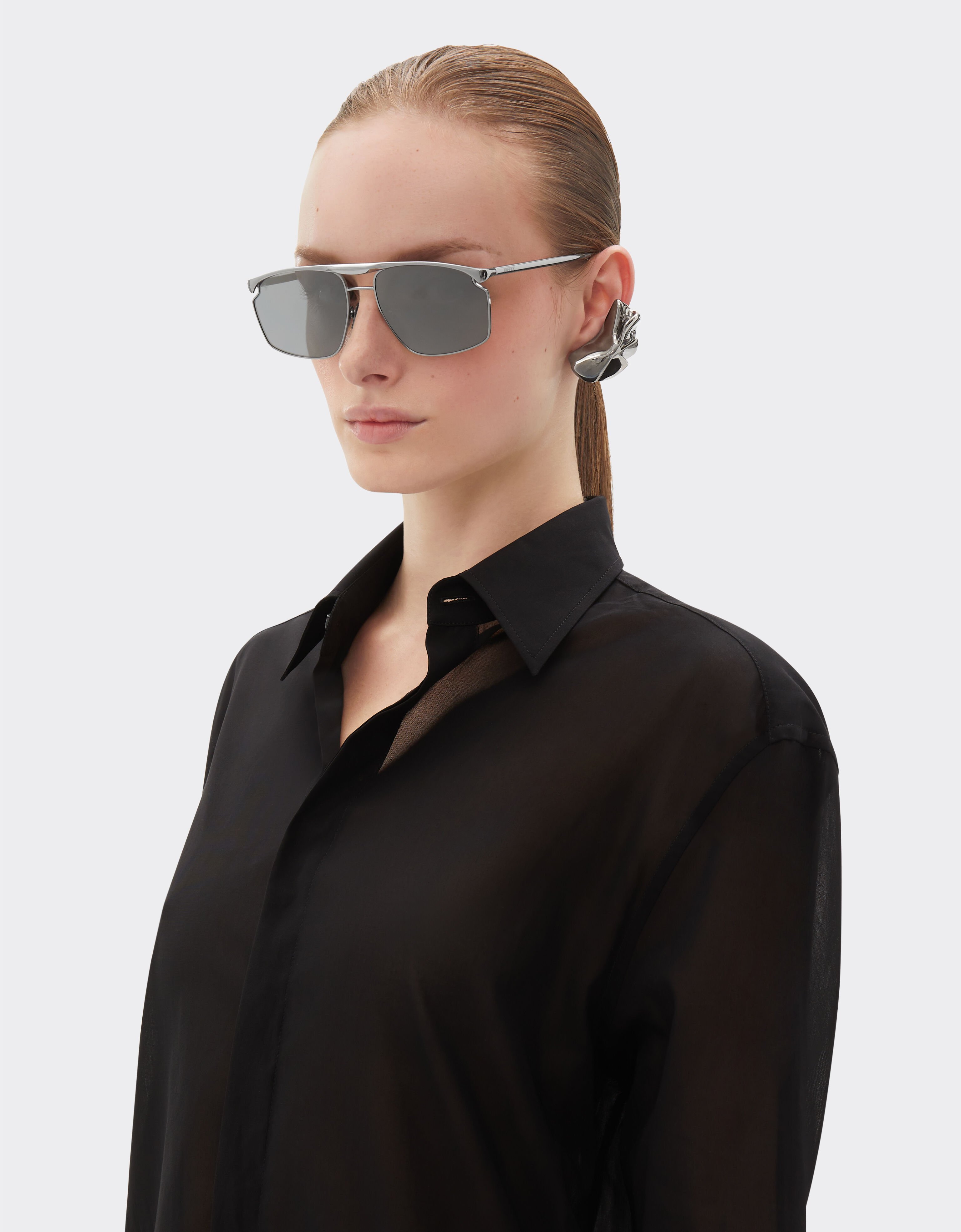 Ferrari Ferrari sunglasses in gunmetal grey metal with polarised silver mirror lens Ingrid F1536f