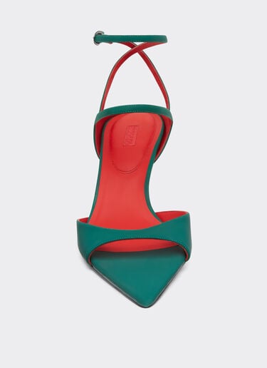 Ferrari Slingback sandals in rubberised leather Ficus Green 22008f