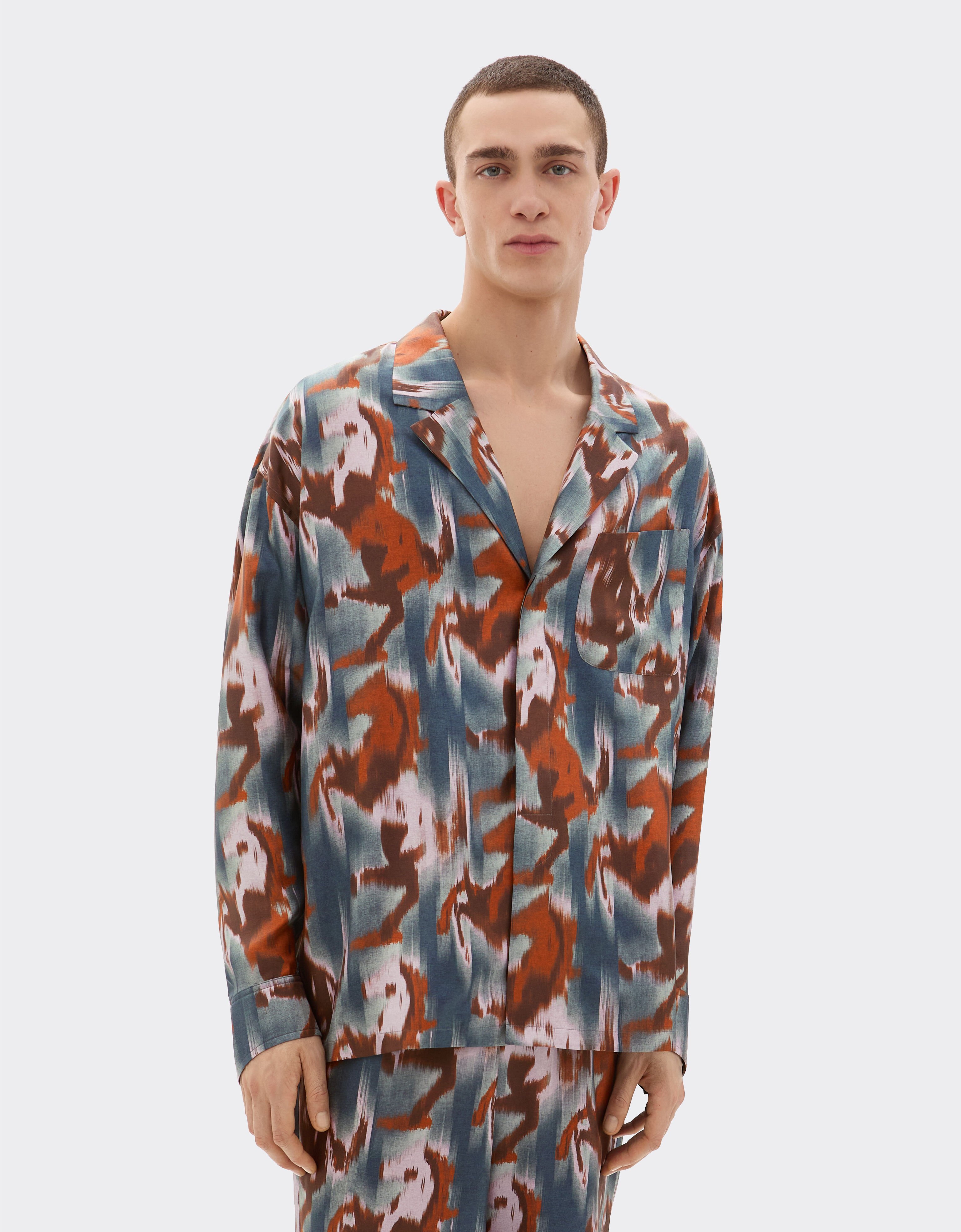 Ferrari Silk shirt with Cavallino Ikat print Peacock 22618f