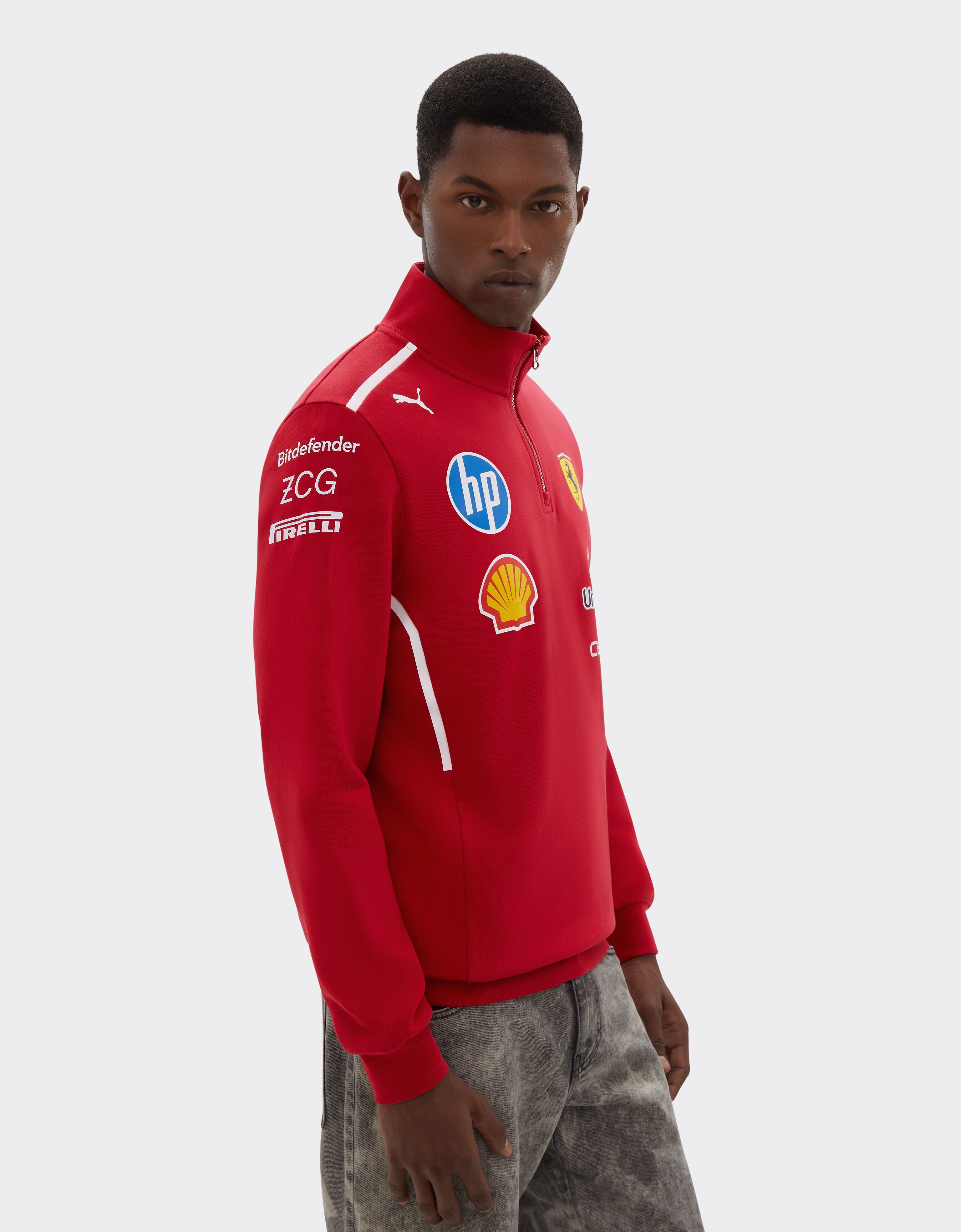 Ferrari 2025 Felpa con zip Team Puma per Scuderia Ferrari HP Cherry LA022f