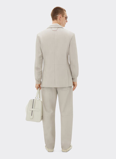 Ferrari Blazer en cuir nappa avec poignets tricotés Écru 21775f