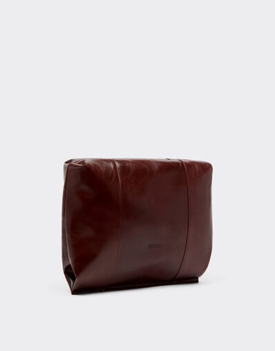 Ferrari Glossy Leather Clutch Bag Marrone Scuro CBMTT0001YL00077f