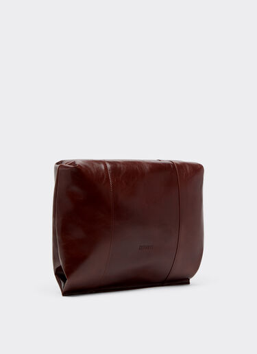 Glossy Leather Clutch Bag Ferrari Glossy Leather Clutch Bag Marrone Scuro CBMTT0001YL00077f