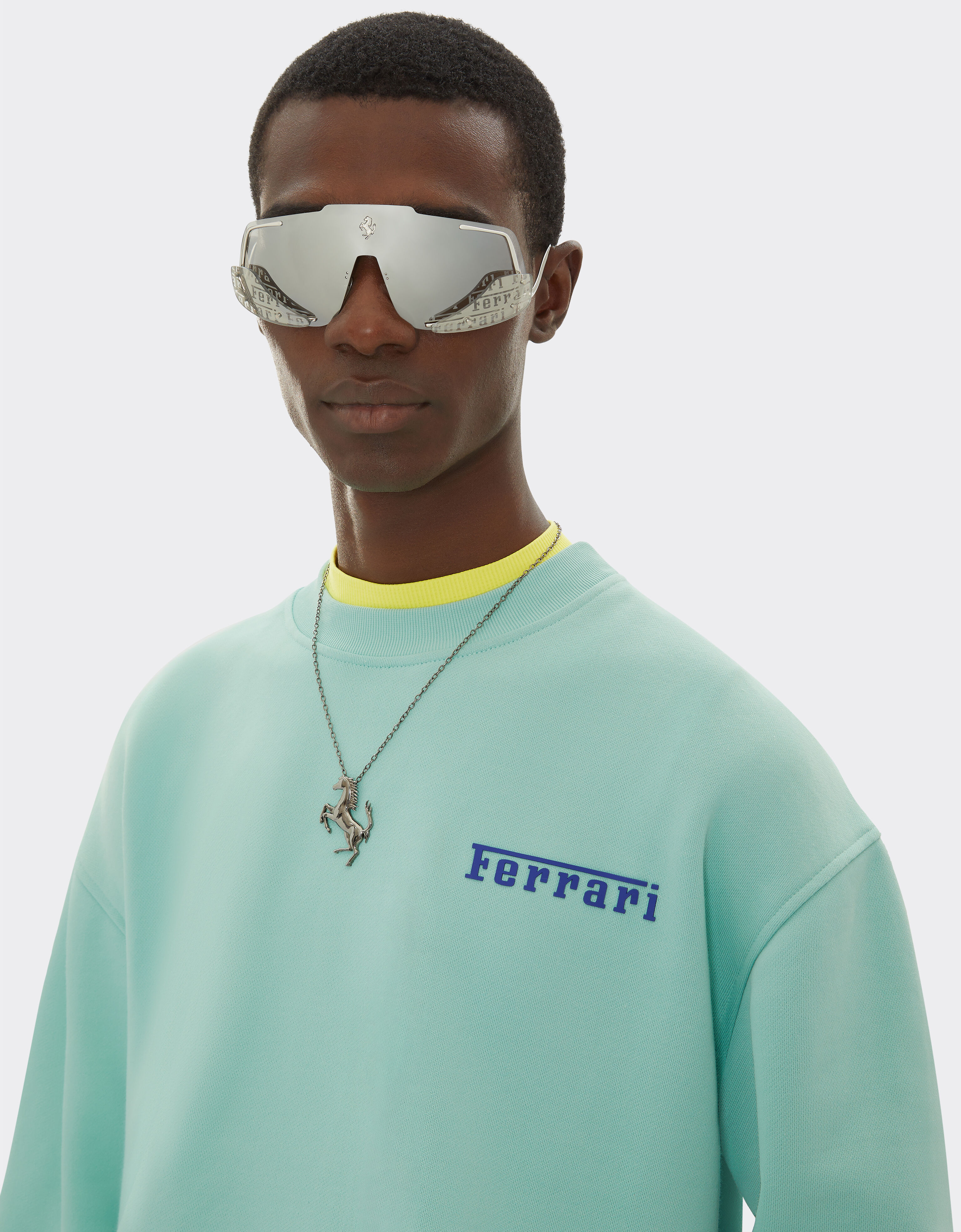 Ferrari Sweat-shirt avec logo Ferrari en silicone Bleu aigue-marine 48267f