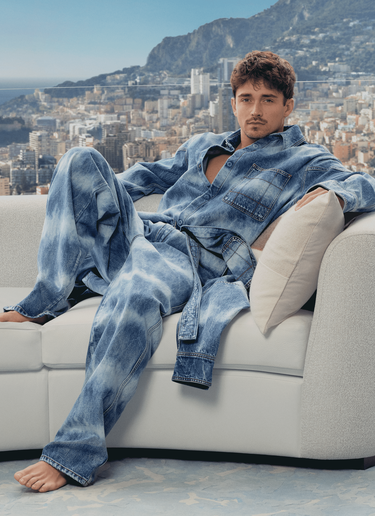 Ferrari Camicia in denim tie-dye Ferrari x Charles Leclerc Denim Scuro 22263f