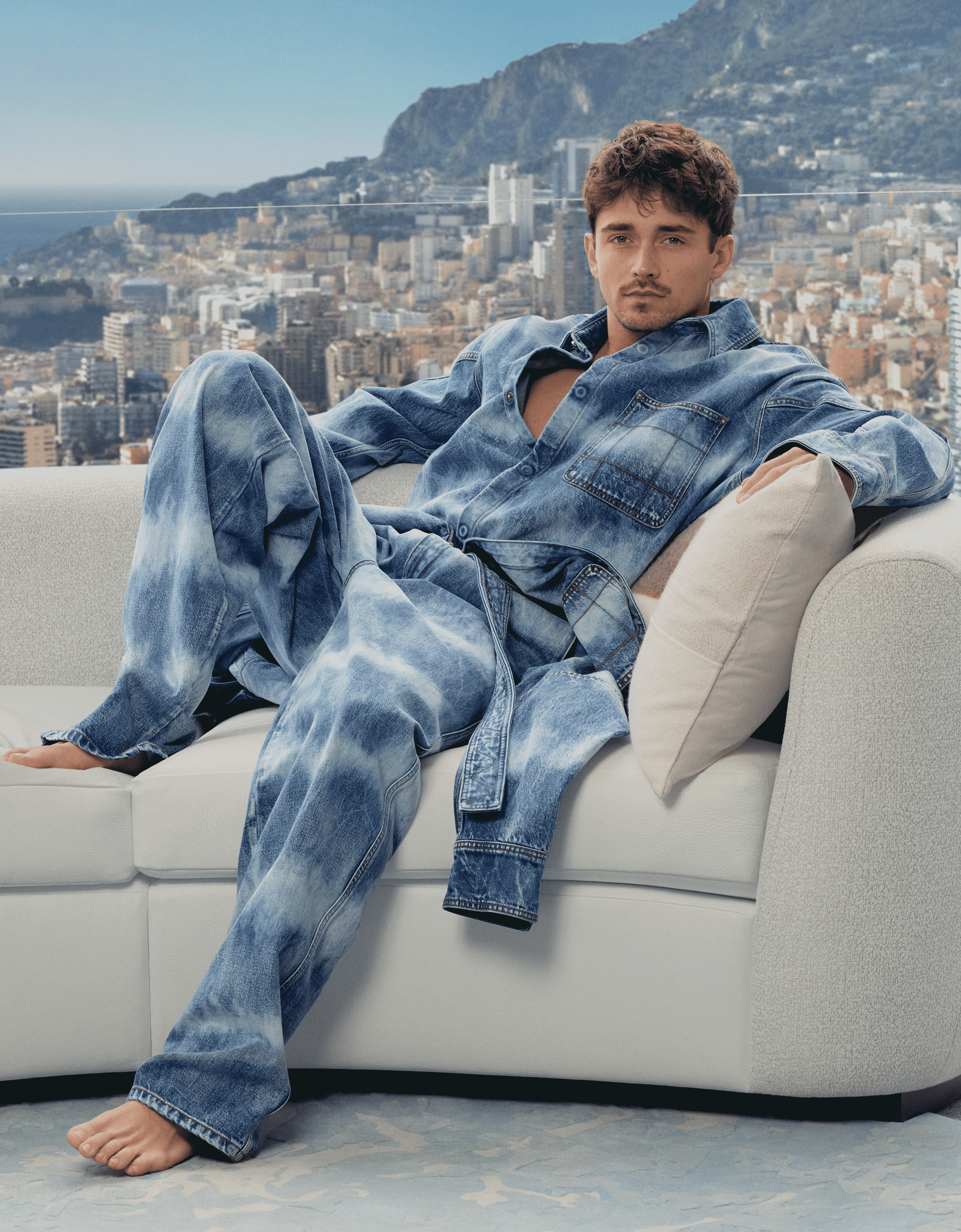 Ferrari Camicia in denim tie-dye Ferrari x Charles Leclerc Denim Scuro 22263f