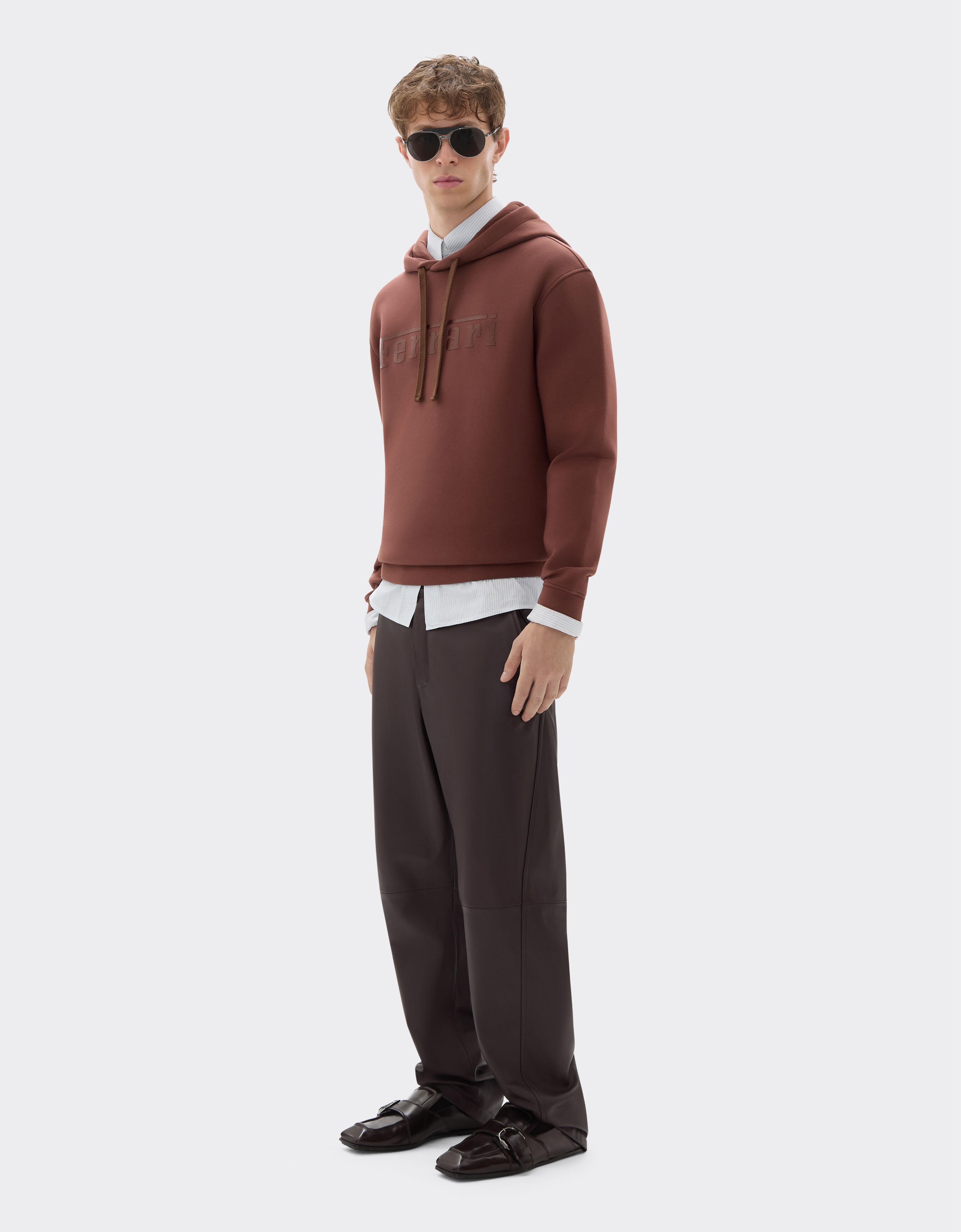 Ferrari Hooded sweatshirt in scuba Espresso 49280f