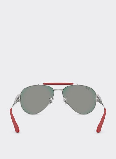 Ray-Ban for Scuderia Ferrari RB3762M in silver-tone metal with blue/red mirror dark grey lenses Ferrari Ray-Ban for Scuderia Ferrari RB3762M in silver-tone metal with blue/red mirror dark grey lenses Silver LA017f
