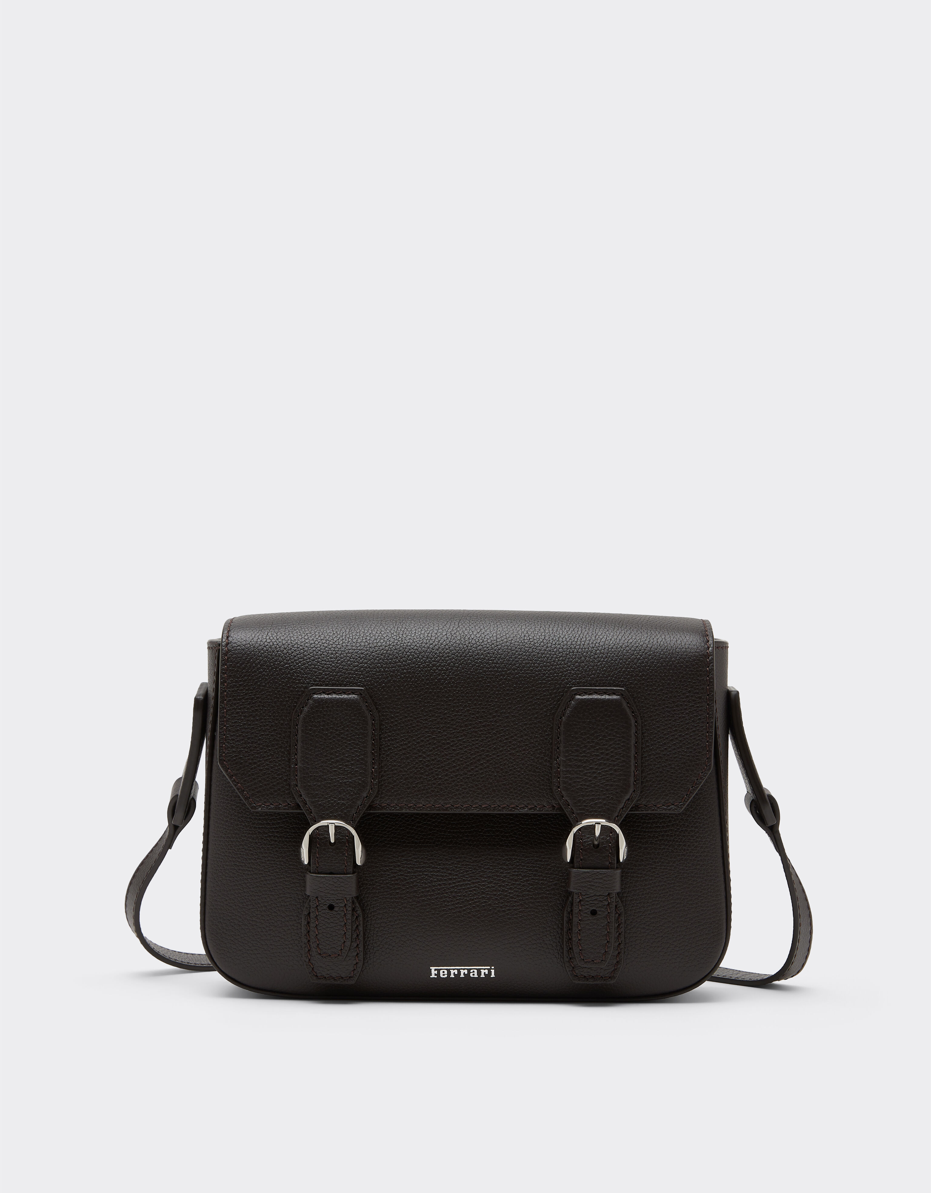 Ferrari Messenger bag in grenade leather Marrone Scuro 50583f