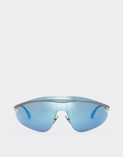 Ferrari Ferrari shield sunglasses in gunmetal grey with blue mirror lens Gold F1525f