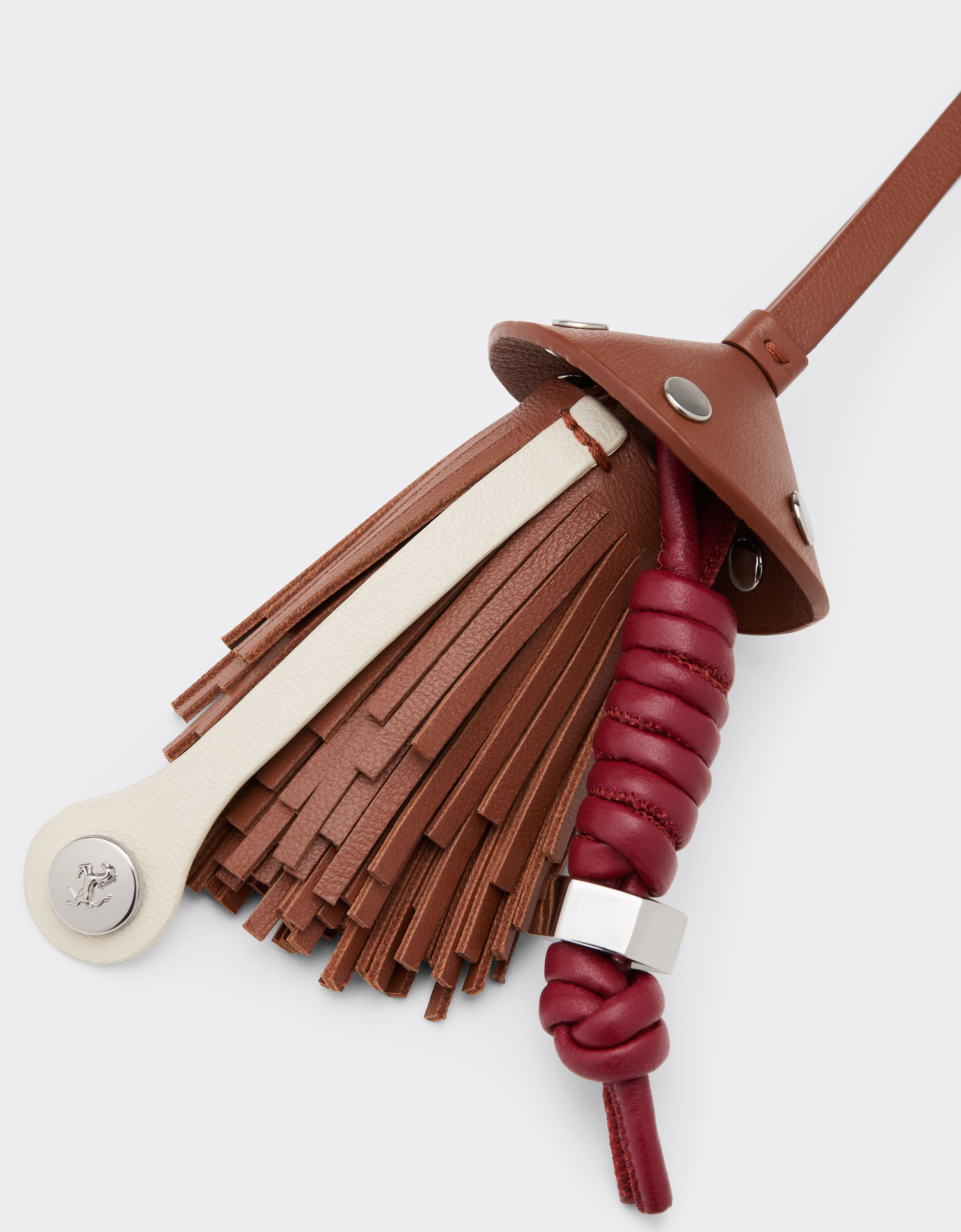 Ferrari Nappa leather charm with scooby and fringes Tobacco 50019f