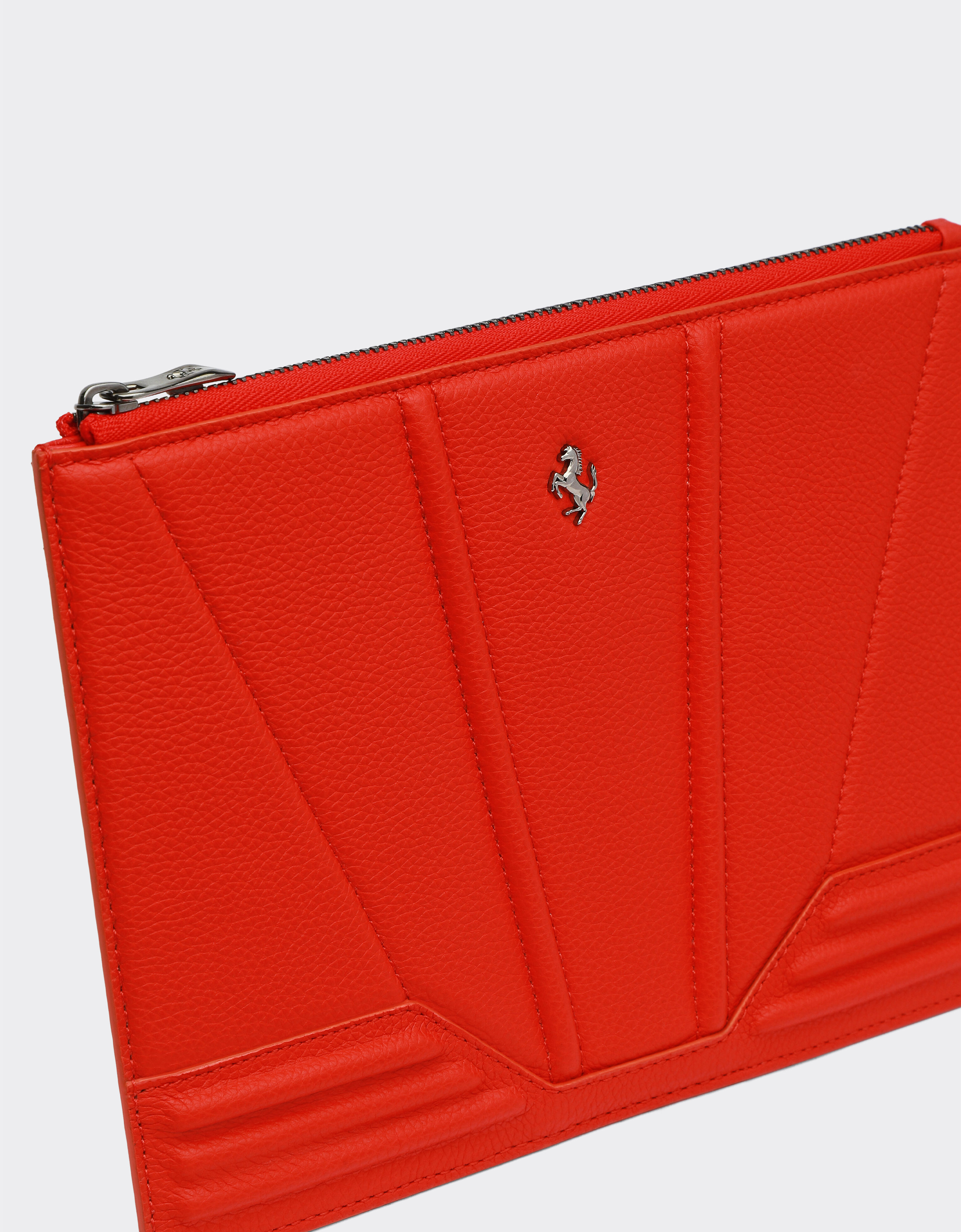 Ferrari Pouch in textured leather with 3D motif Rosso Dino 20421f