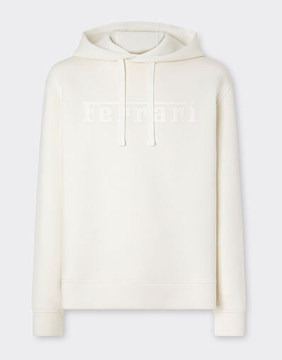 Ferrari Hooded sweatshirt in scuba Ivory 49280f