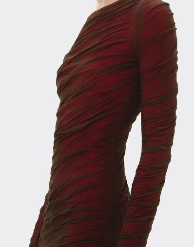 Ferrari Long-sleeved dress in wool and cotton knit Marrone Scuro CKWDR0014KWO0009f
