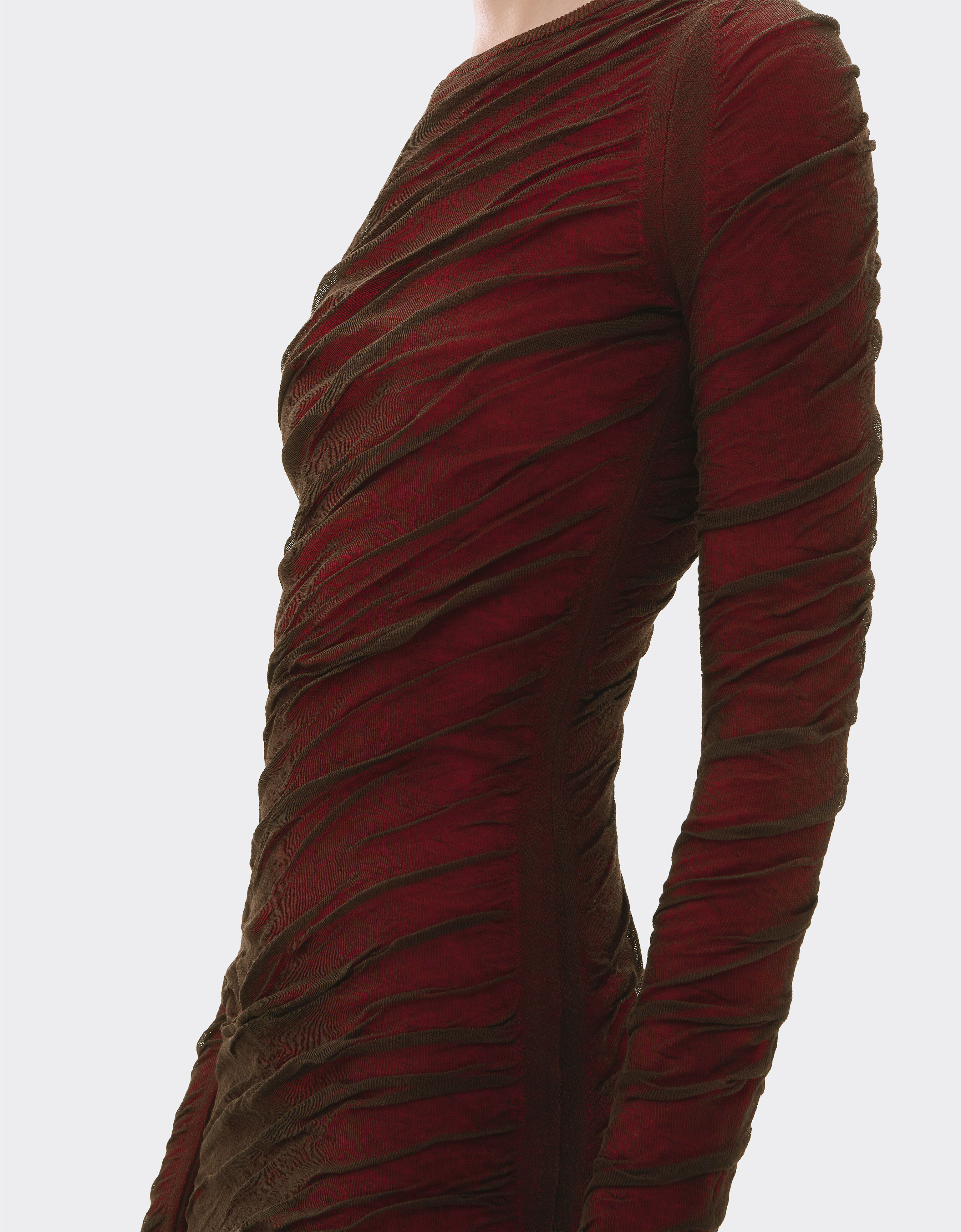Long-sleeved dress in wool and cotton knit Ferrari Long-sleeved dress in wool and cotton knit Marrone Scuro CKWDR0014KWO0009f