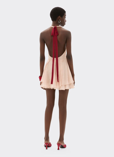 Ferrari Abito mini in voile di seta con stampa Cavallino Dots Nude 22447f