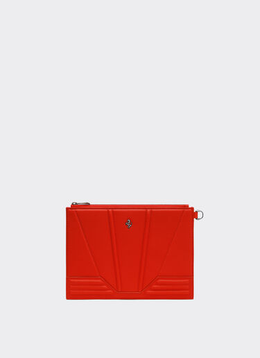 Ferrari Pouch in textured leather with 3D motif Rosso Dino 20421f