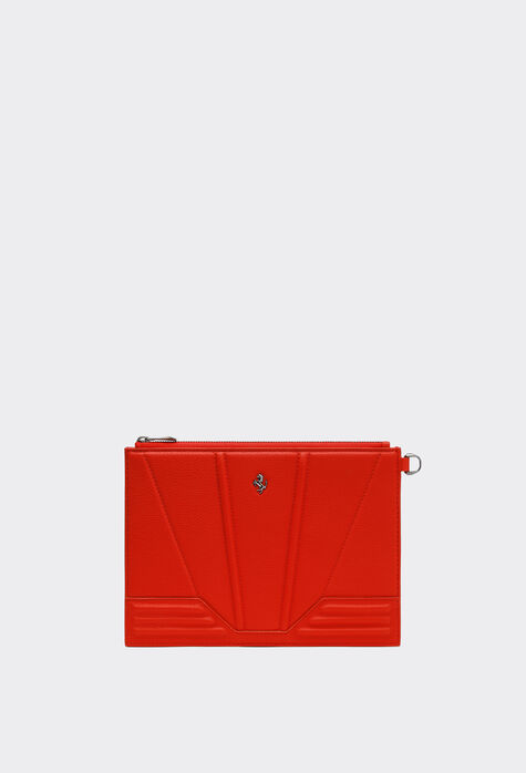 Ferrari Pouch in textured leather with 3D motif Rosso Dino 48175f