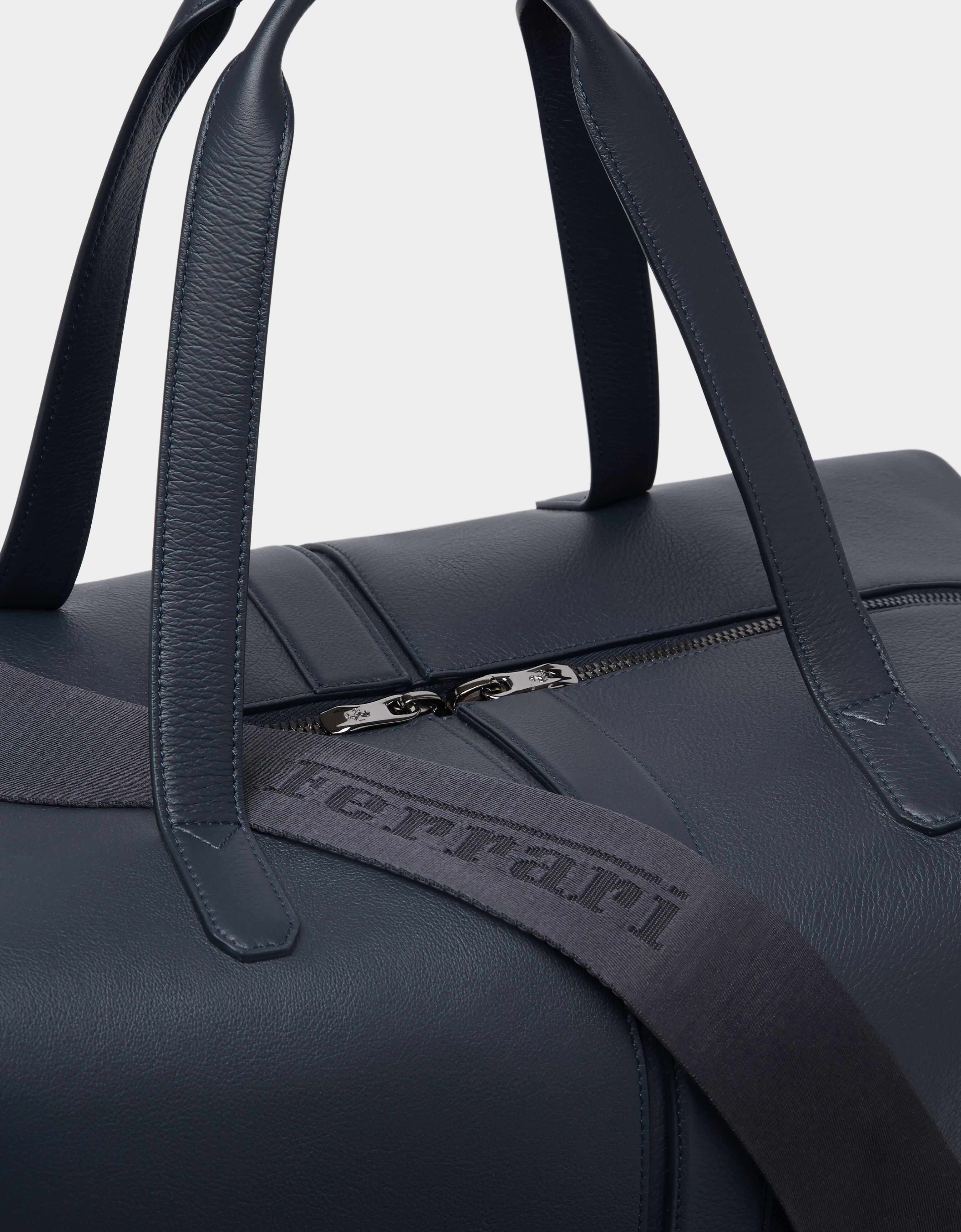 Ferrari Bolsa de viaje de piel granulada Navy 22075f