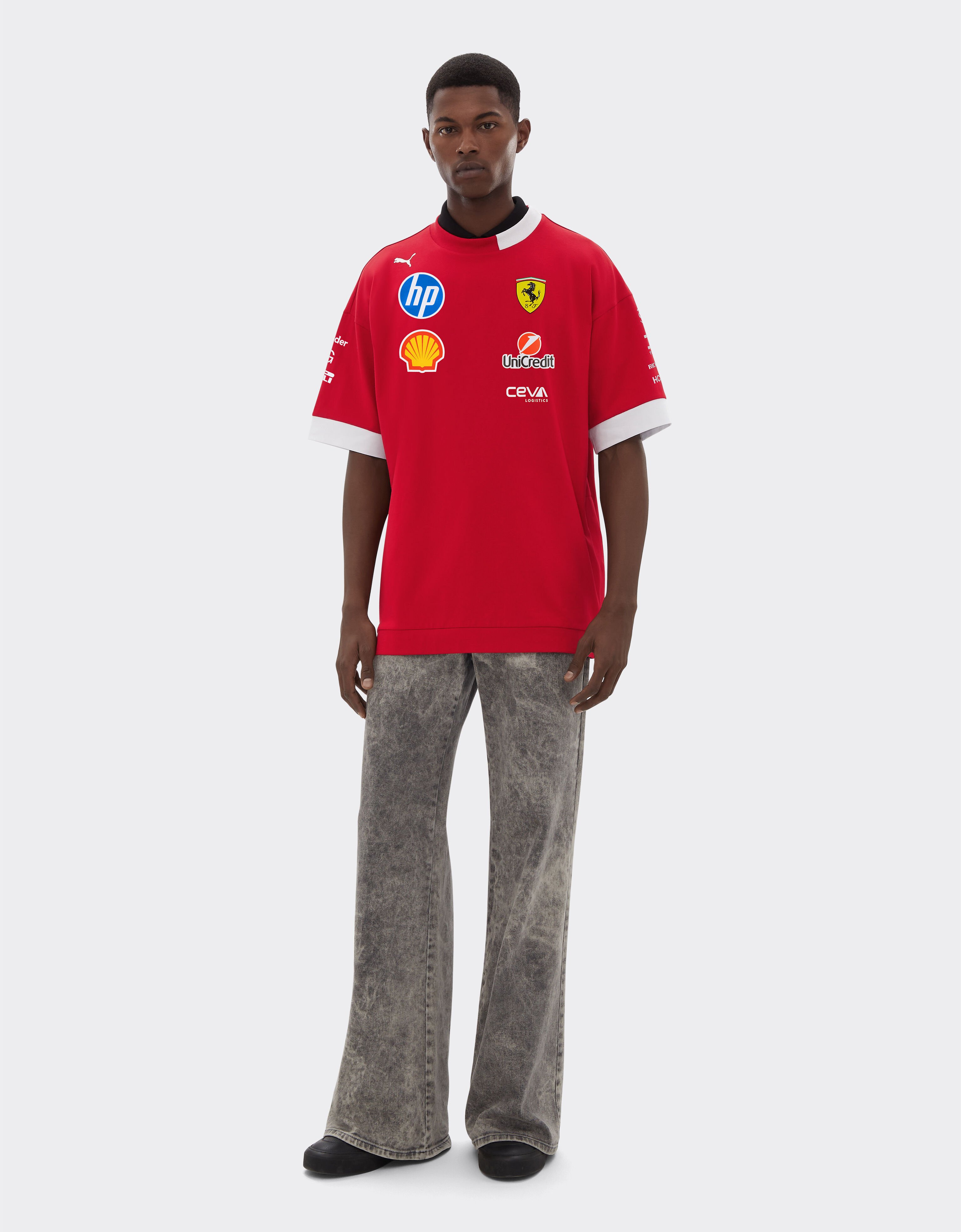 Ferrari 2025 T-shirt piloti Puma per Scuderia Ferrari HP Rosso Corsa LA01Rf