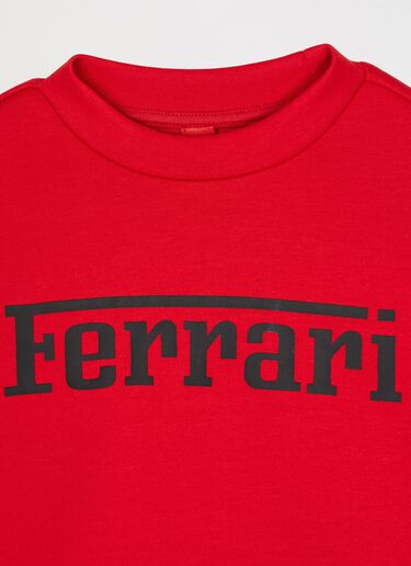 Ferrari Children’s sweatshirt in recycled scuba fabric with large Ferrari logo Rosso Corsa 46994fK