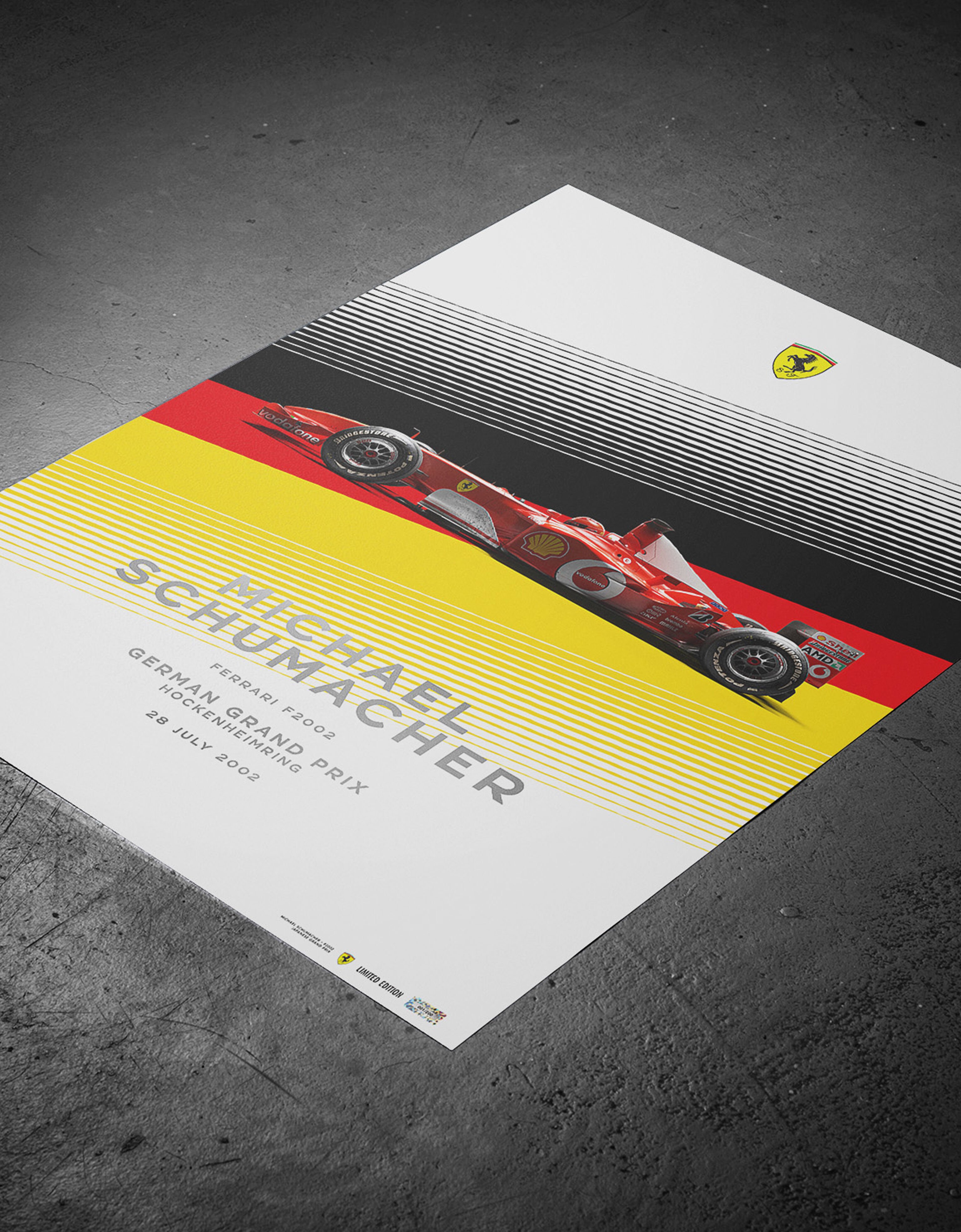 Poster ufficiale Ferrari F2002 Michael Schumacher GP Hockenheim Ferrari Poster ufficiale Ferrari F2002 Michael Schumacher GP Hockenheim Multicolore LE0P0643EXT0001f