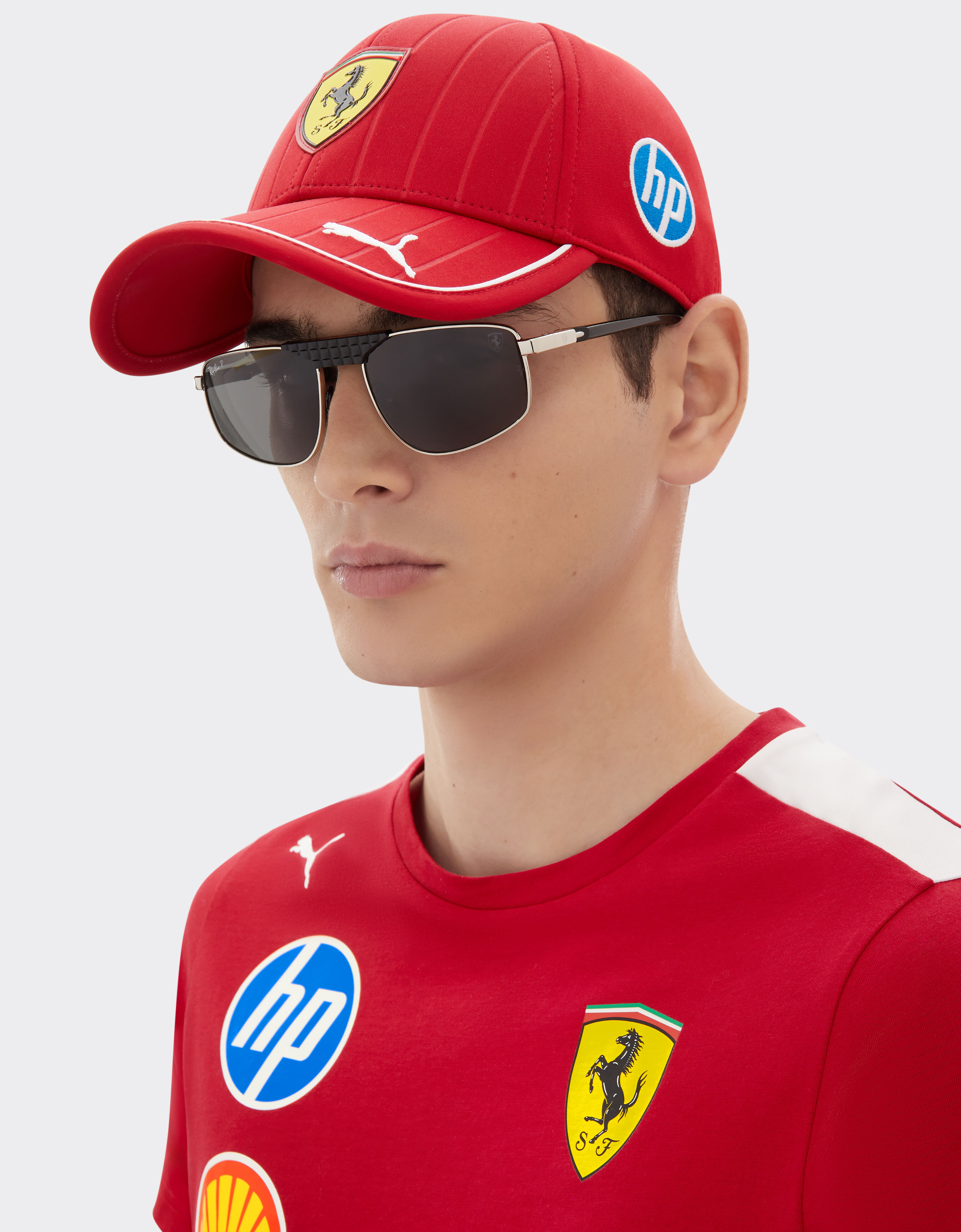 Ferrari Ray-Ban for Scuderia Ferrari RB3776M en metal plateado y negro con lentes polarizadas gris oscuro Plata LA0EHf