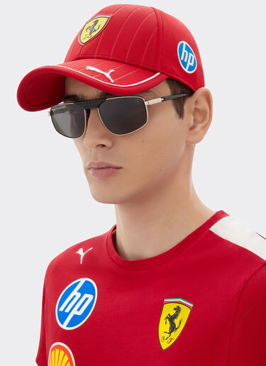 Ferrari Ray-Ban for Scuderia Ferrari RB3776M in silver and black metal with polarised dark grey lenses Silver LA0EHf