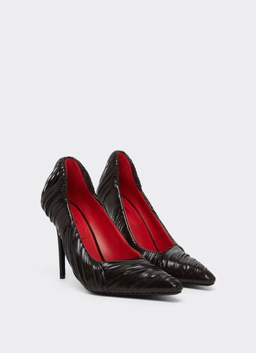 Ferrari Wet-glossy leather pumps Marrone Scuro 51308f
