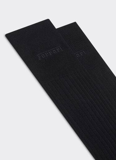Ferrari Lisle thread knee-high socks with Ferrari logo Black 22314f