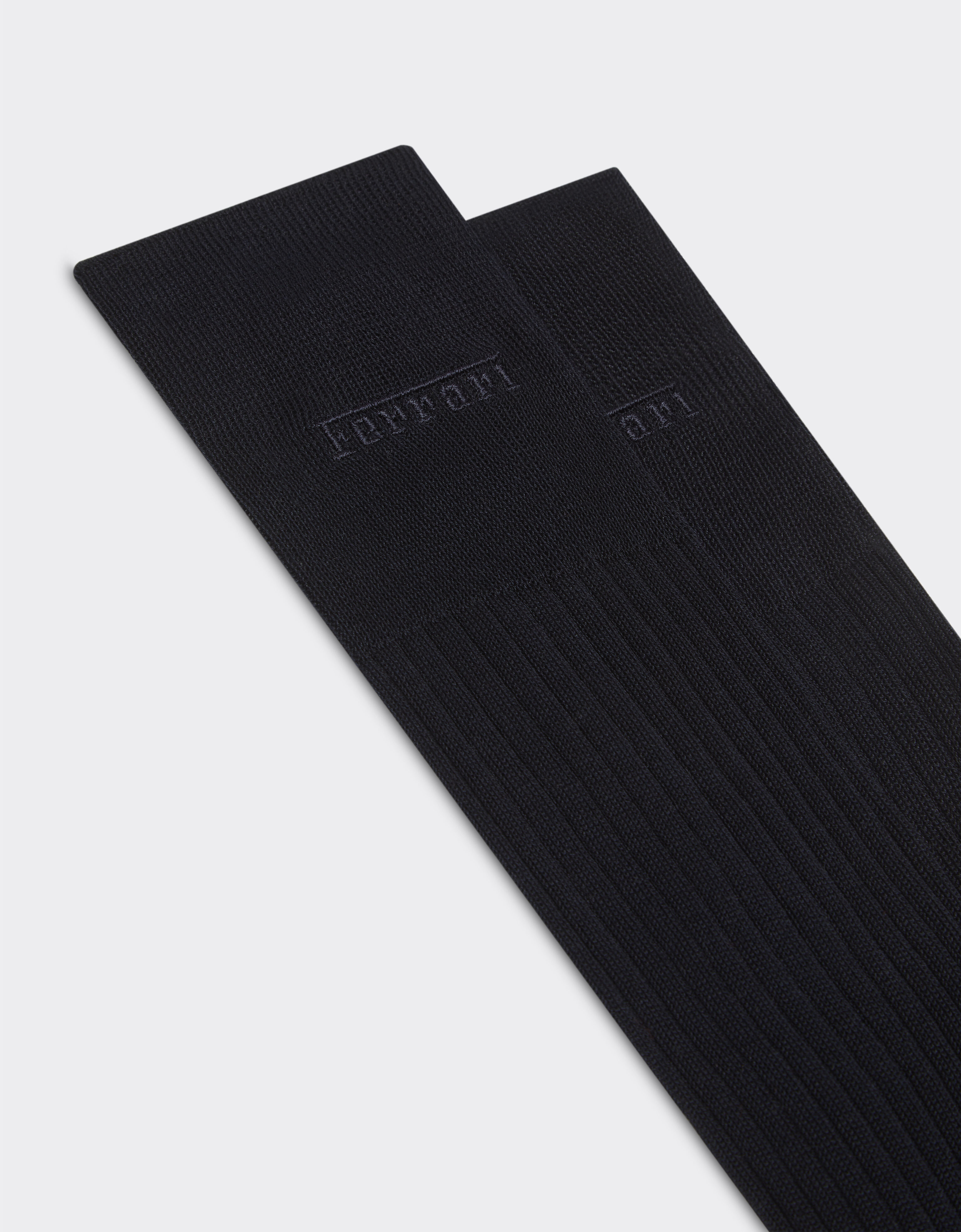 Ferrari Lisle thread knee-high socks with Ferrari logo Black 22314f