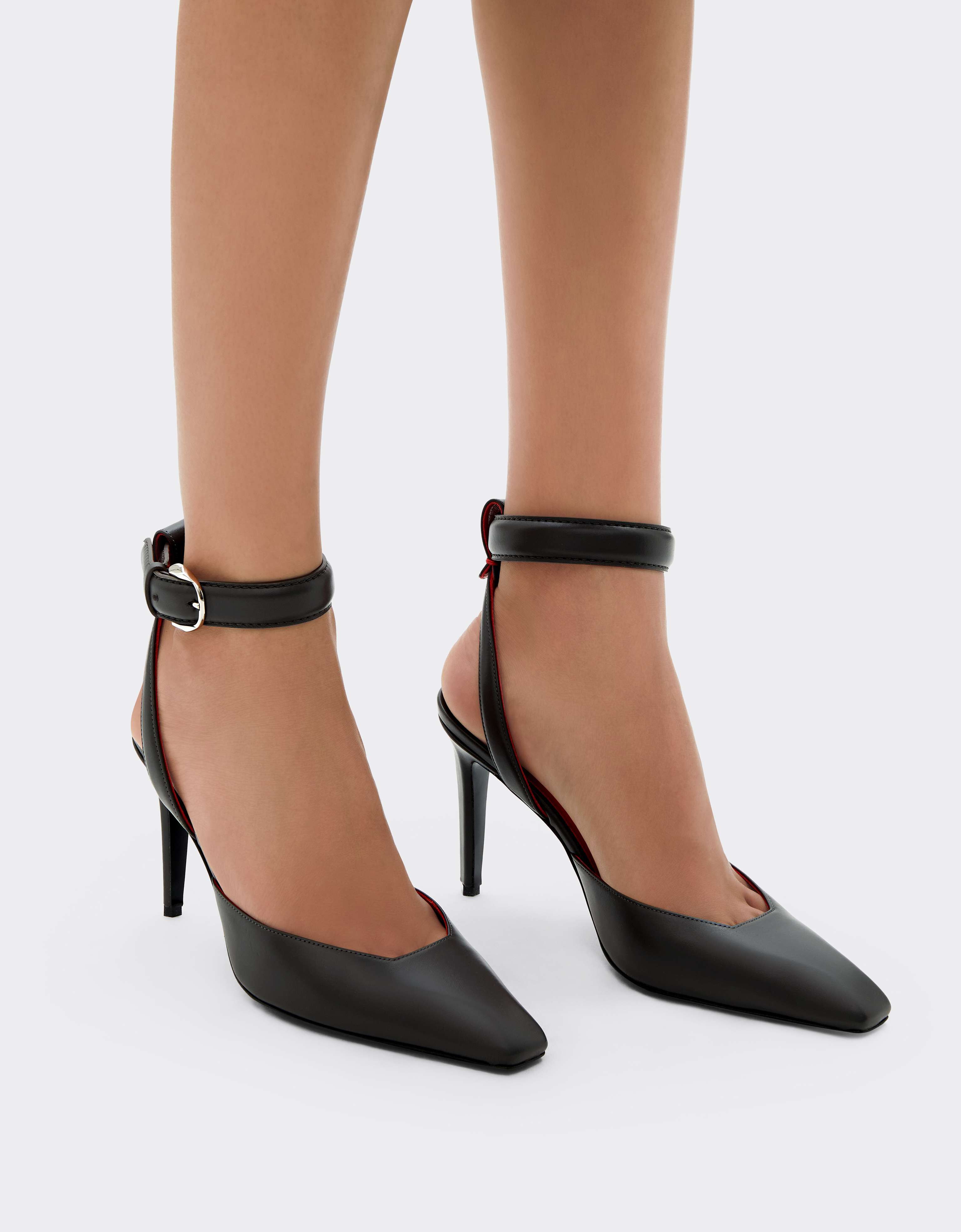 Leather Heeled Sandal Ferrari Leather Heeled Sandal Antracite CSWSA0011XL00003f