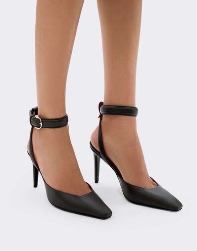 Leather Heeled Sandal Ferrari Leather Heeled Sandal Antracite CSWSA0011XL00003f