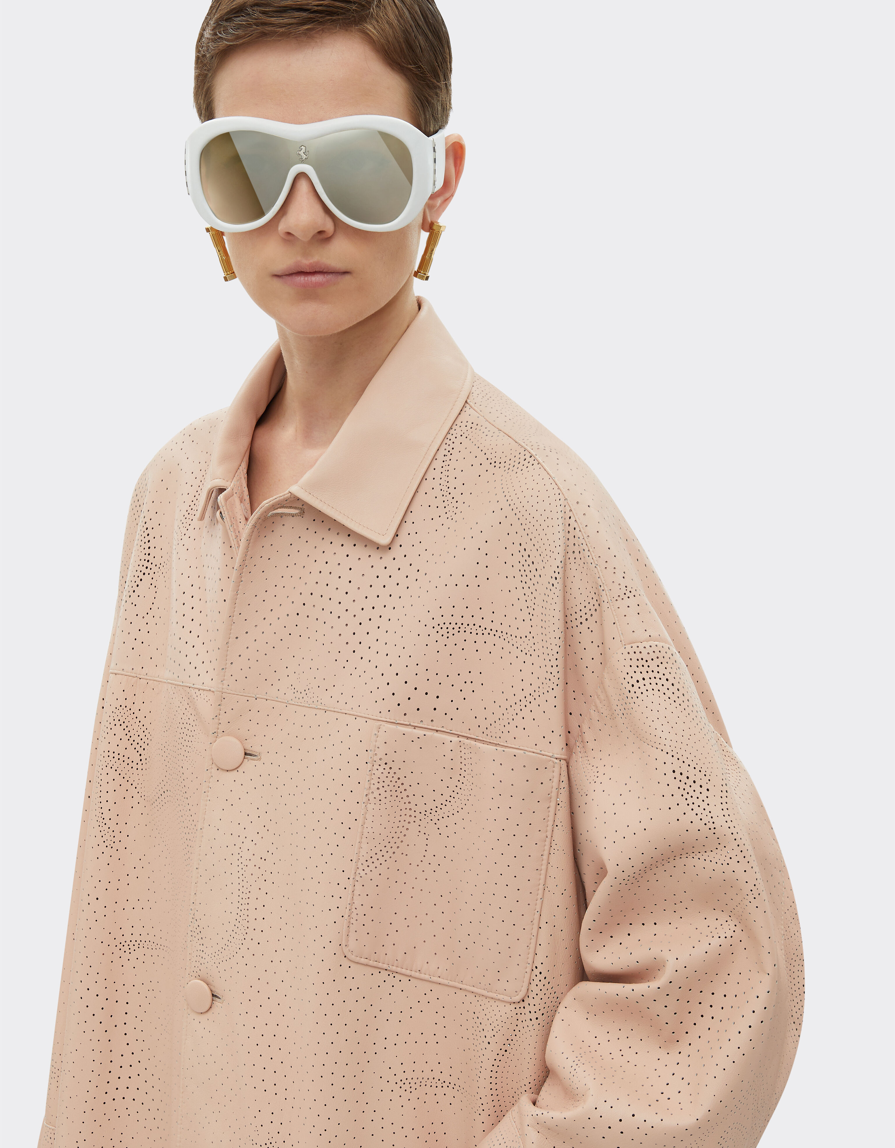 Ferrari Perforated leather coat with Prancing Horse Nude 20711f