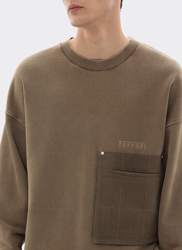 Ferrari Sweat-shirt en coton avec poche poitrine Verde Cachi 50133f
