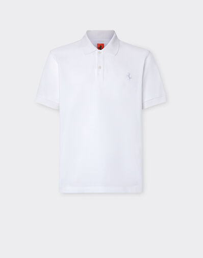 Ferrari Polo in piquet di cotone organico con Cavallino Rampante Bianco Ottico 47822f