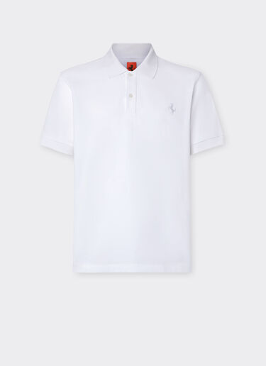 Ferrari Organic cotton piqué polo shirt with Prancing Horse Optical White 47822f