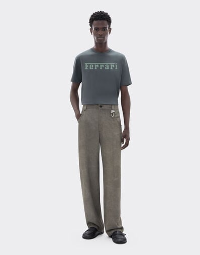 Ferrari T-shirt in cotone con logo Ferrari Grigio Titano CJNTH0006JCO0045f