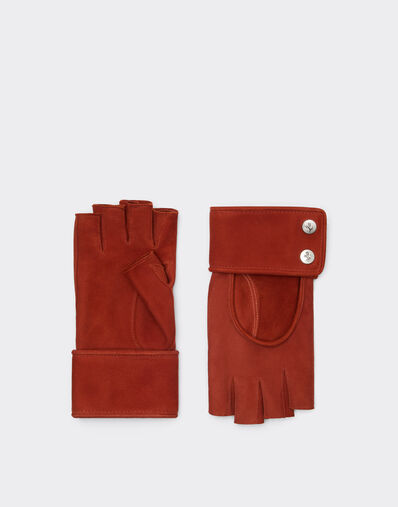 Ferrari Fingerless gloves in suede Rust 22318f