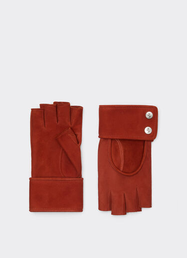 Ferrari Fingerless gloves in suede Rust 22318f
