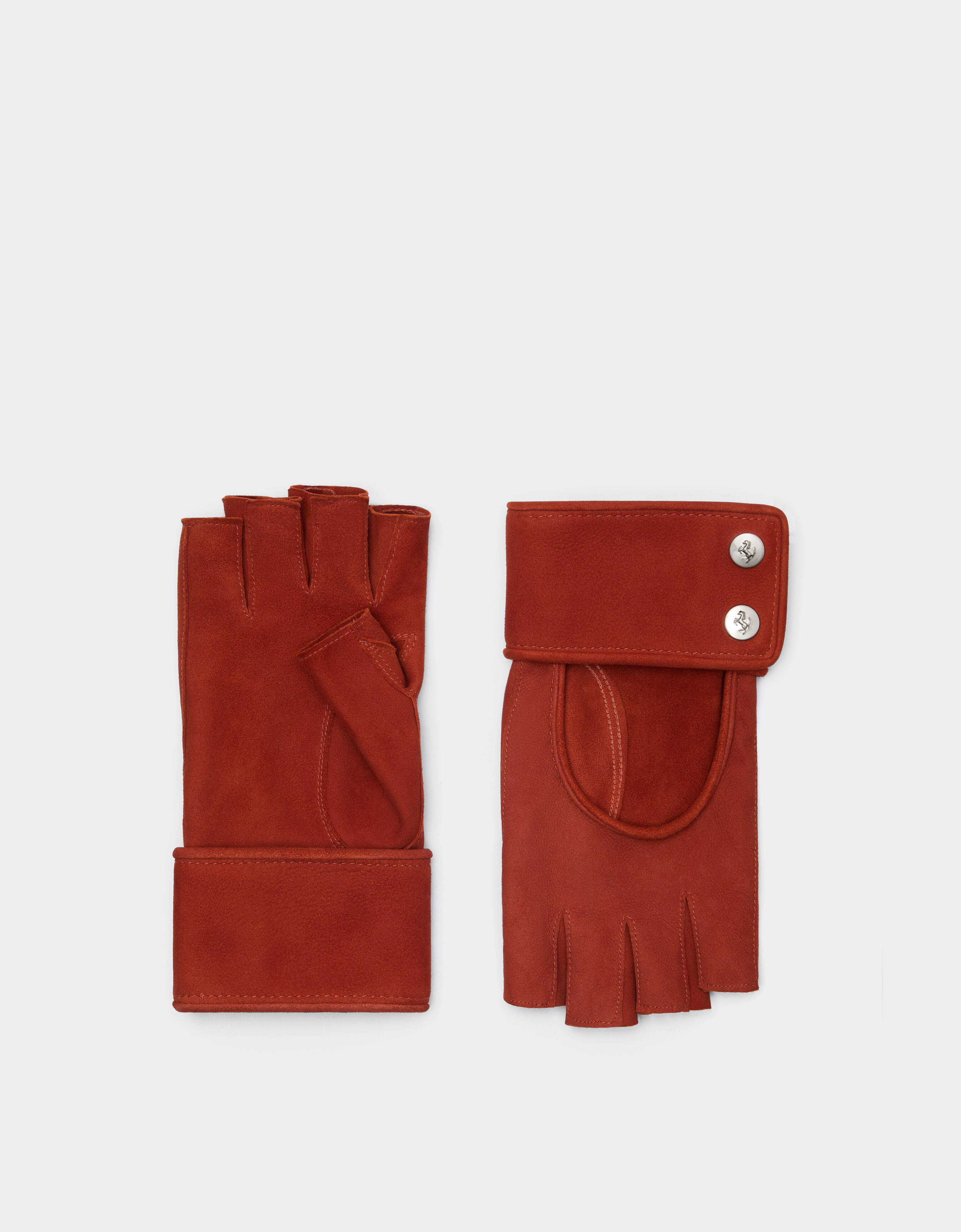 Ferrari Fingerless gloves in suede Rust 22318f