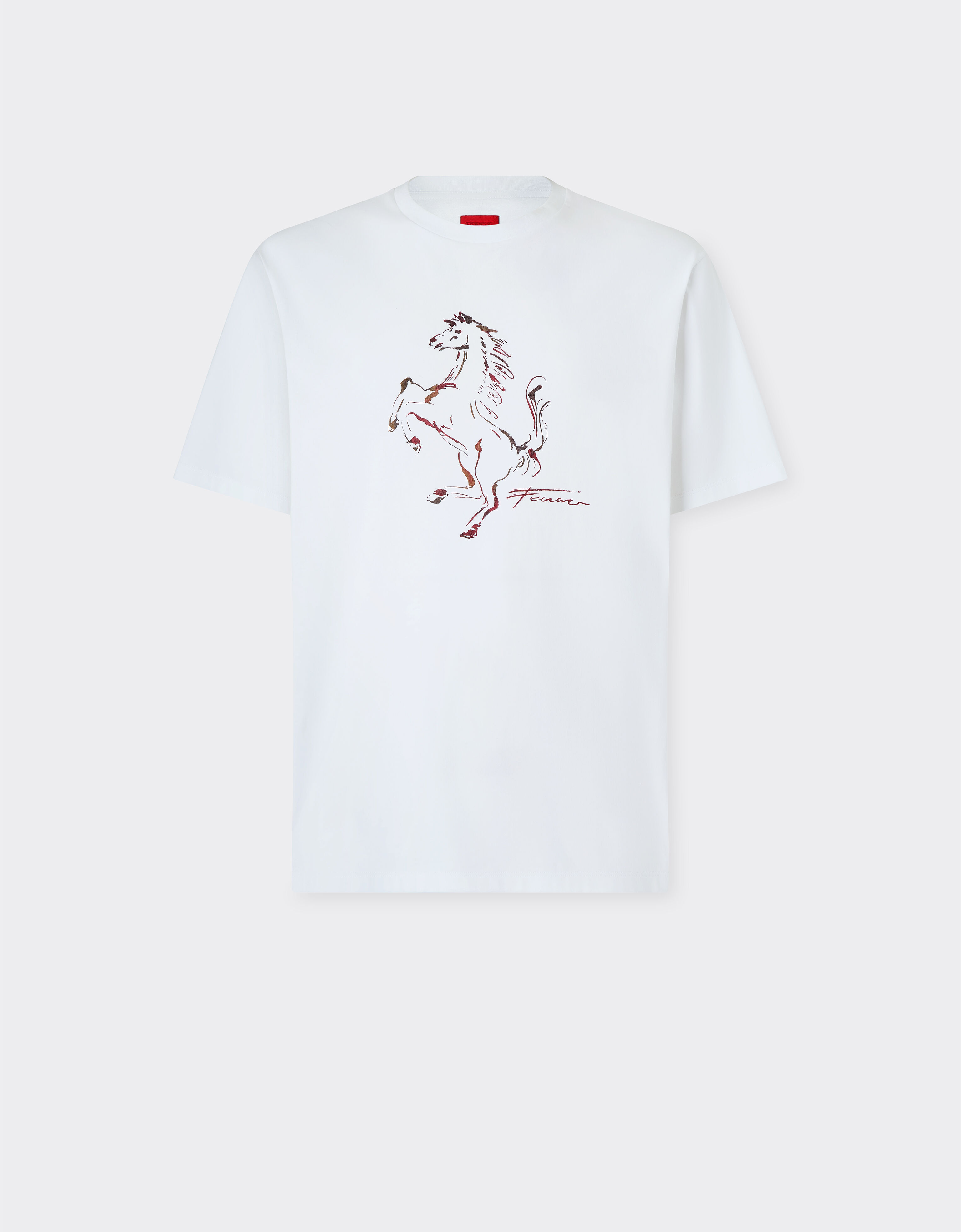 Ferrari Cotton T-shirt with Prancing Horse print Optical White 50846f