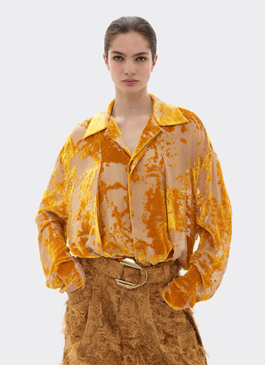 Ferrari Chemise en velours de soie à motif dévoré Or 50313f